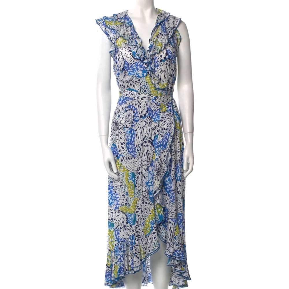 Poupette St Barth Aude Midi Dress in Blue Ailes - Picture 2 of 7